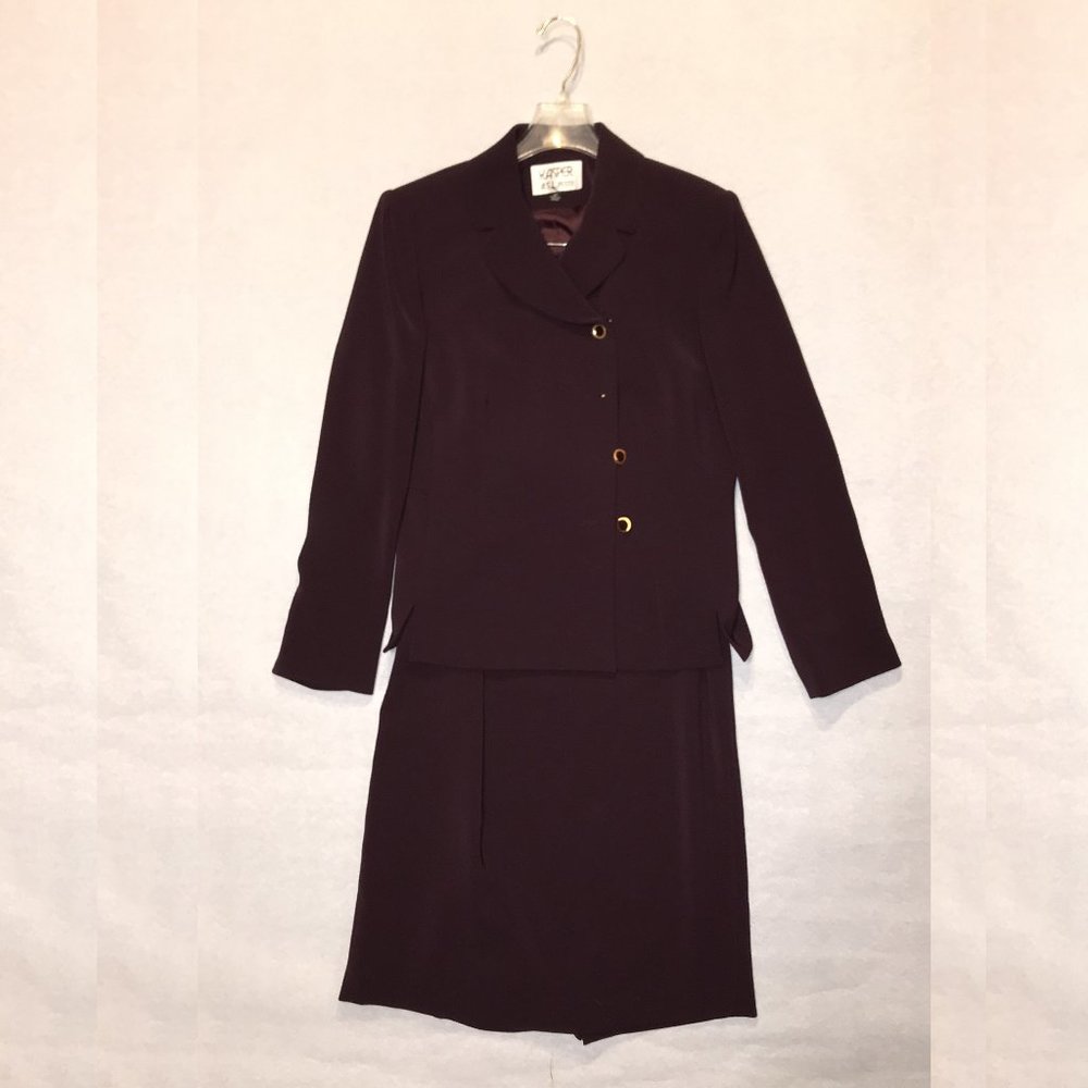 NWOT Kasper Burgundy 2 Pc Jacket Skirt Business St